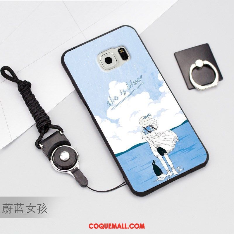 Étui Samsung Galaxy S6 Cou Suspendu Bleu Étoile, Coque Samsung Galaxy S6 Téléphone Portable Tendance