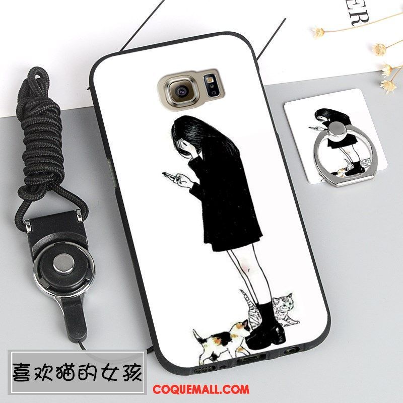 Étui Samsung Galaxy S6 Dessin Animé Créatif Téléphone Portable, Coque Samsung Galaxy S6 Étoile Blanc