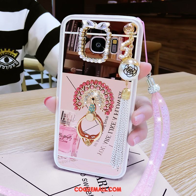 Étui Samsung Galaxy S6 Edge Anneau Téléphone Portable Une Agrafe, Coque Samsung Galaxy S6 Edge Strass Paon