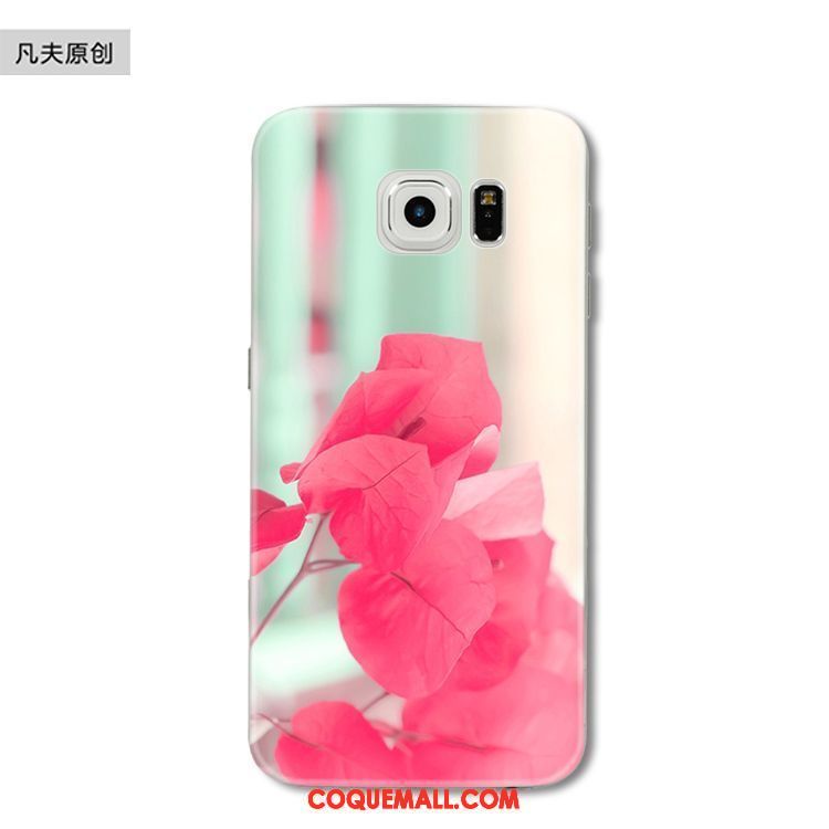 Étui Samsung Galaxy S6 Edge Bleu Fluide Doux Silicone, Coque Samsung Galaxy S6 Edge Étoile Fleur