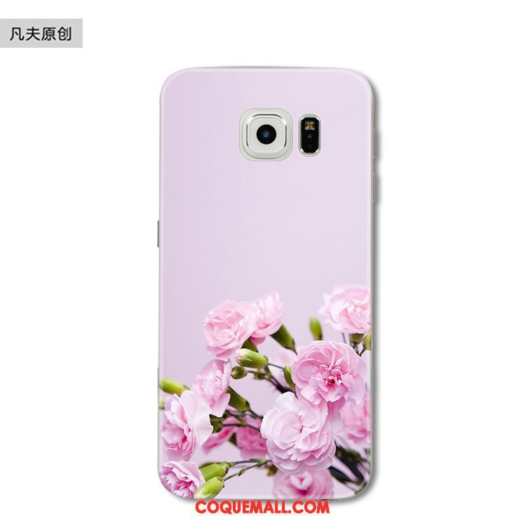 Étui Samsung Galaxy S6 Edge Bleu Fluide Doux Silicone, Coque Samsung Galaxy S6 Edge Étoile Fleur