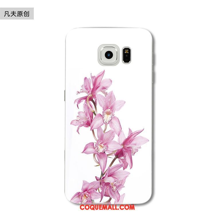 Étui Samsung Galaxy S6 Edge Bleu Fluide Doux Silicone, Coque Samsung Galaxy S6 Edge Étoile Fleur