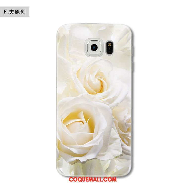 Étui Samsung Galaxy S6 Edge Bleu Fluide Doux Silicone, Coque Samsung Galaxy S6 Edge Étoile Fleur