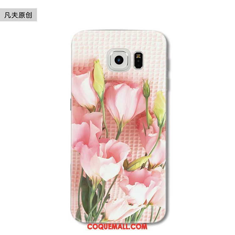 Étui Samsung Galaxy S6 Edge Bleu Fluide Doux Silicone, Coque Samsung Galaxy S6 Edge Étoile Fleur