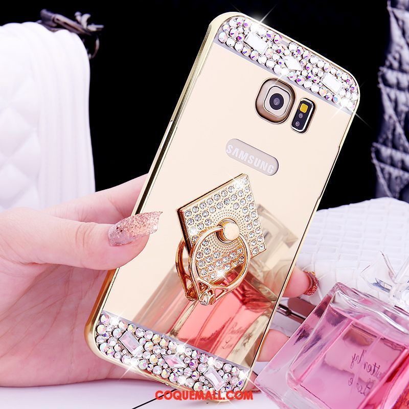 Étui Samsung Galaxy S6 Edge Border Miroir Gems, Coque Samsung Galaxy S6 Edge Téléphone Portable Étoile Champagner Farbe