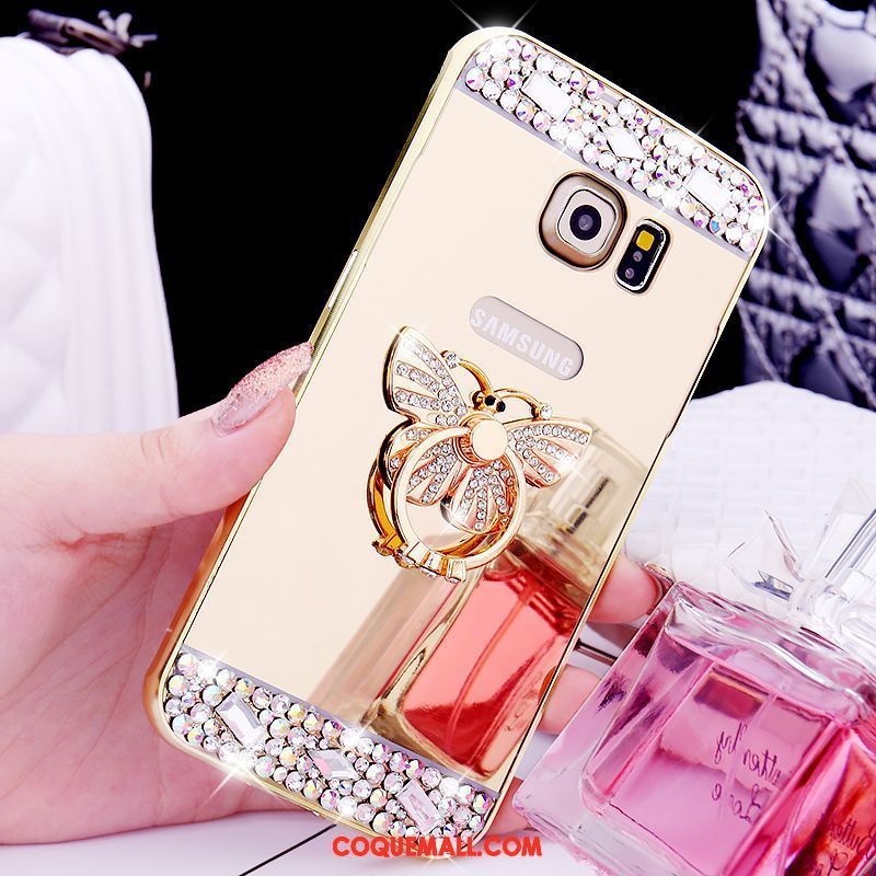 Étui Samsung Galaxy S6 Edge Border Miroir Gems, Coque Samsung Galaxy S6 Edge Téléphone Portable Étoile Champagner Farbe