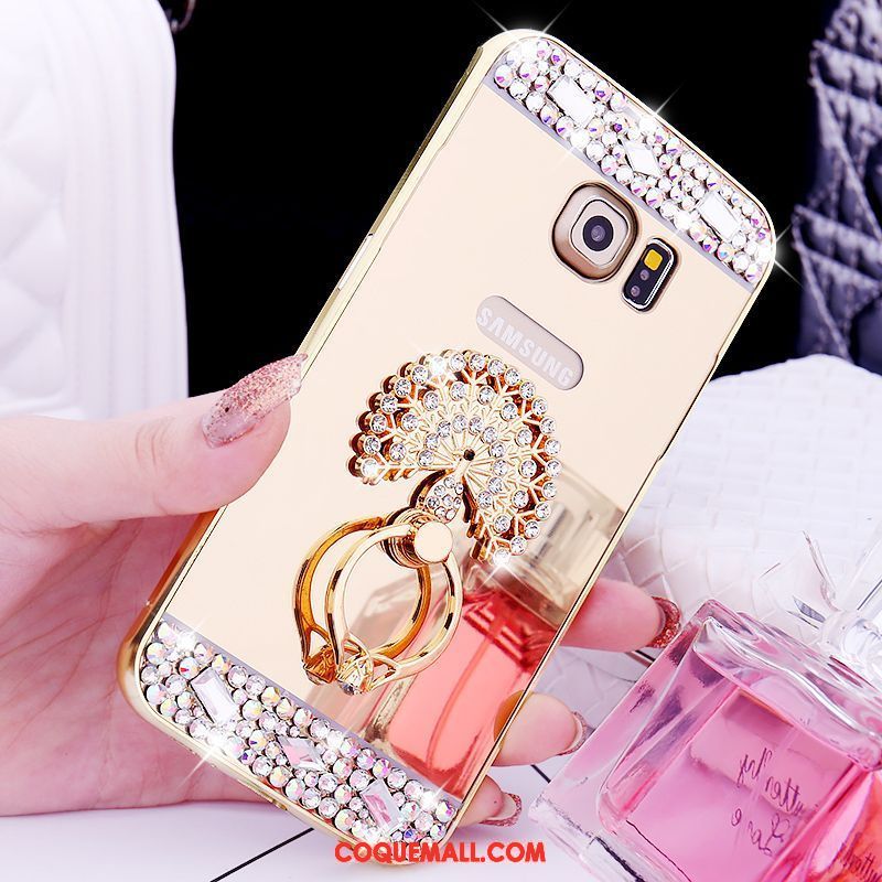 Étui Samsung Galaxy S6 Edge Border Miroir Gems, Coque Samsung Galaxy S6 Edge Téléphone Portable Étoile Champagner Farbe