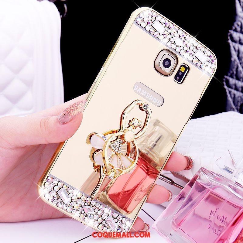 Étui Samsung Galaxy S6 Edge Border Miroir Gems, Coque Samsung Galaxy S6 Edge Téléphone Portable Étoile Champagner Farbe