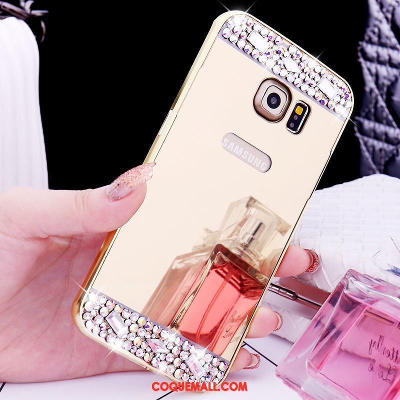 Étui Samsung Galaxy S6 Edge Border Miroir Gems, Coque Samsung Galaxy S6 Edge Téléphone Portable Étoile Champagner Farbe