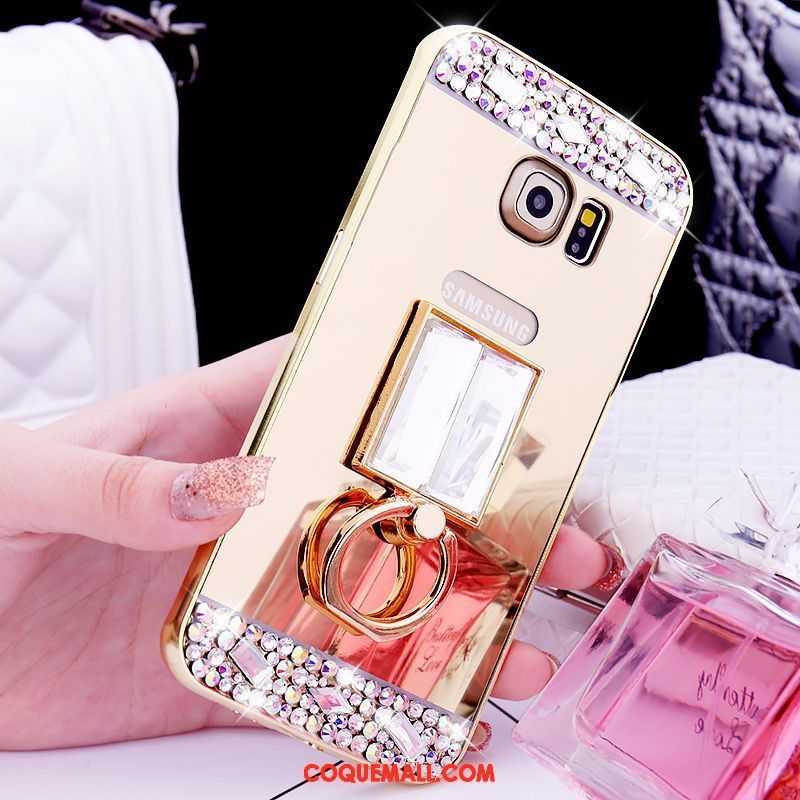 Étui Samsung Galaxy S6 Edge Border Miroir Gems, Coque Samsung Galaxy S6 Edge Téléphone Portable Étoile Champagner Farbe