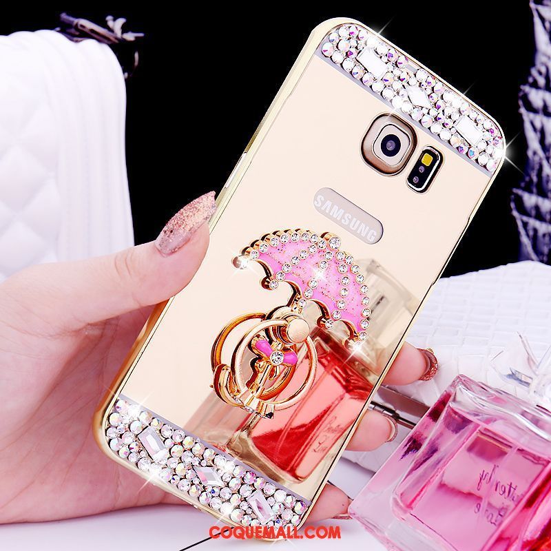 Étui Samsung Galaxy S6 Edge Border Miroir Gems, Coque Samsung Galaxy S6 Edge Téléphone Portable Étoile Champagner Farbe