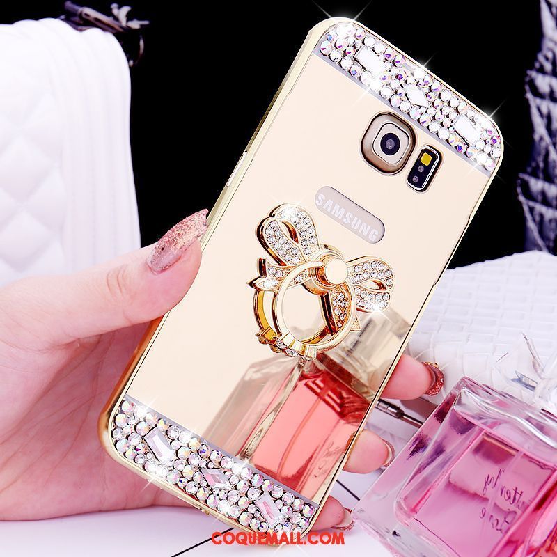 Étui Samsung Galaxy S6 Edge Border Miroir Gems, Coque Samsung Galaxy S6 Edge Téléphone Portable Étoile Champagner Farbe