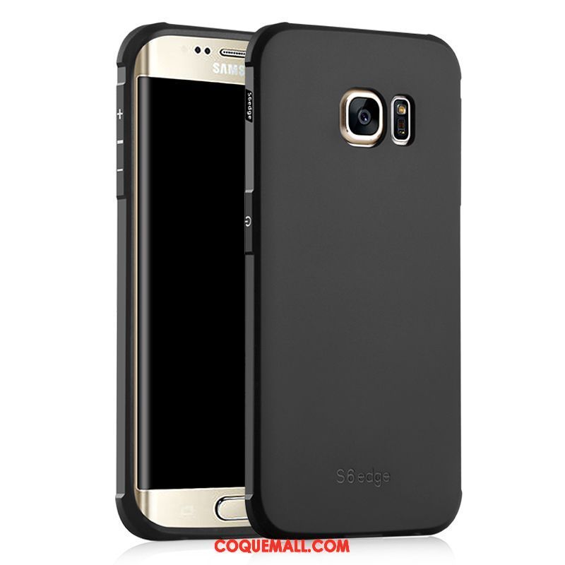 Étui Samsung Galaxy S6 Edge Délavé En Daim Bleu Tout Compris, Coque Samsung Galaxy S6 Edge Silicone Noir