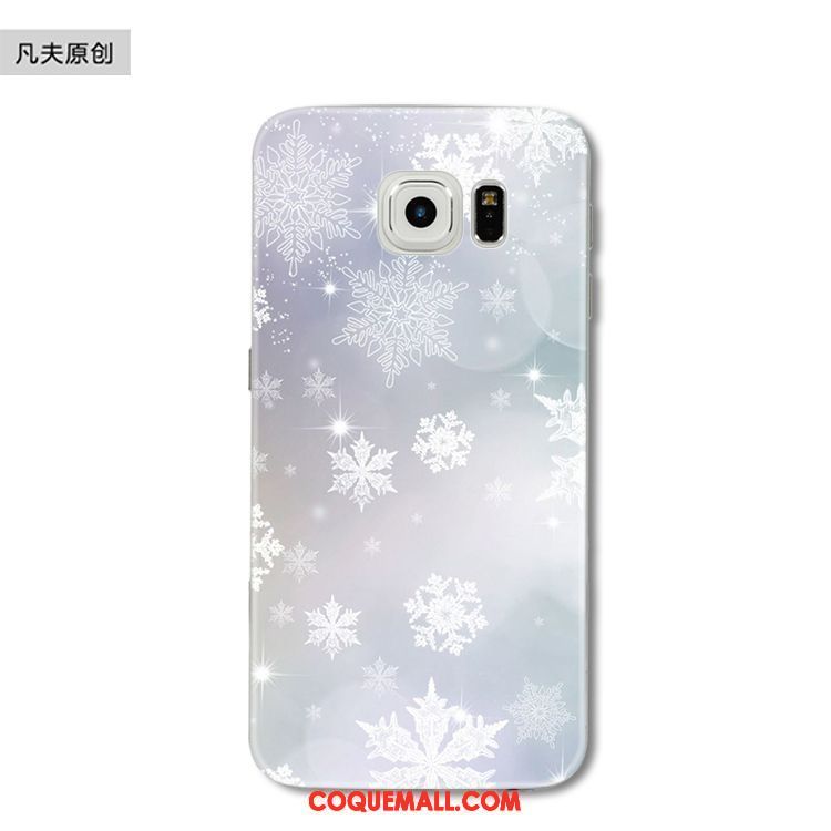 Étui Samsung Galaxy S6 Edge Flocon De Neige Téléphone Portable Noël, Coque Samsung Galaxy S6 Edge Protection Étoile