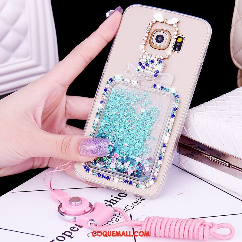 Étui Samsung Galaxy S6 Edge Fluide Doux Strass Étoile, Coque Samsung Galaxy S6 Edge Bleu Protection