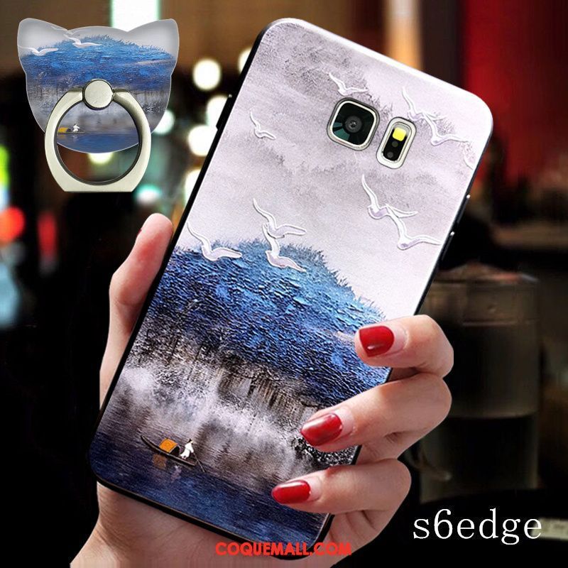 Étui Samsung Galaxy S6 Edge Incassable Silicone Étoile, Coque Samsung Galaxy S6 Edge Fluide Doux Protection