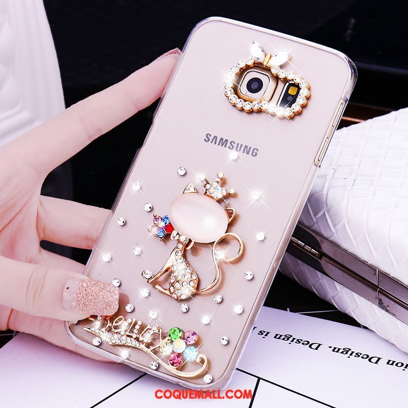 Étui Samsung Galaxy S6 Edge Plastique Téléphone Portable Rose, Coque Samsung Galaxy S6 Edge Difficile Strass