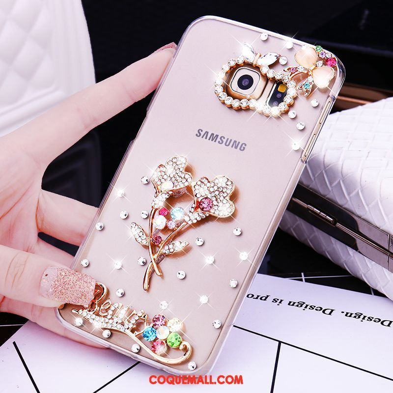 Étui Samsung Galaxy S6 Edge Plastique Téléphone Portable Rose, Coque Samsung Galaxy S6 Edge Difficile Strass