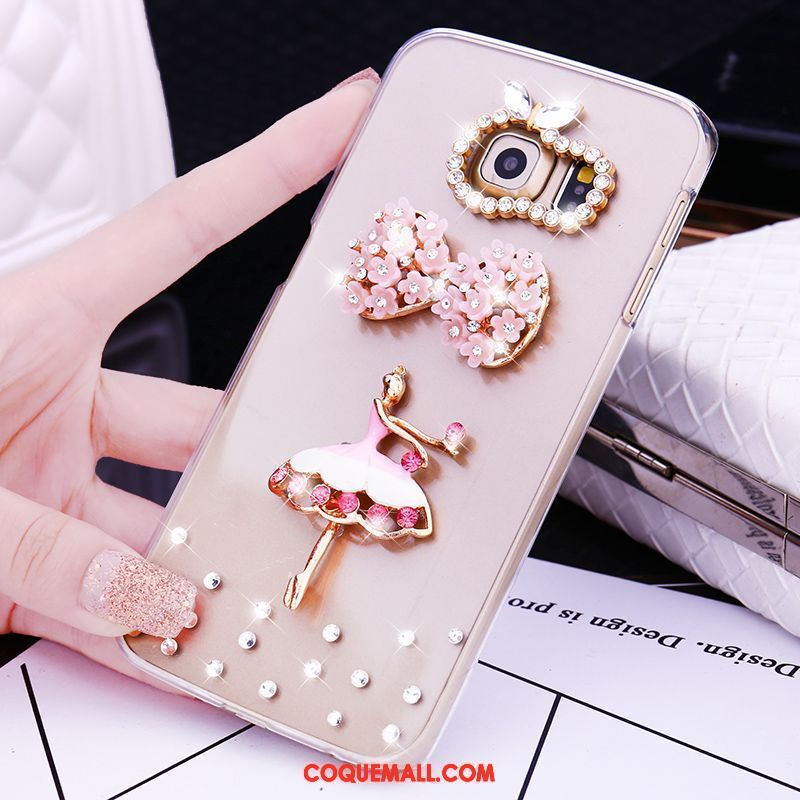 Étui Samsung Galaxy S6 Edge Plastique Téléphone Portable Rose, Coque Samsung Galaxy S6 Edge Difficile Strass