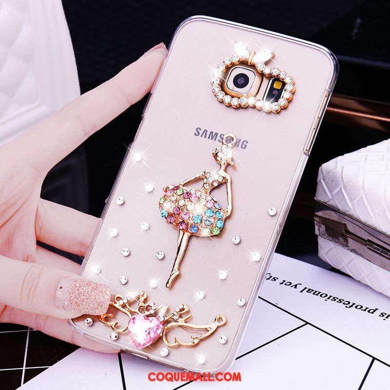 Étui Samsung Galaxy S6 Edge Plastique Téléphone Portable Rose, Coque Samsung Galaxy S6 Edge Difficile Strass