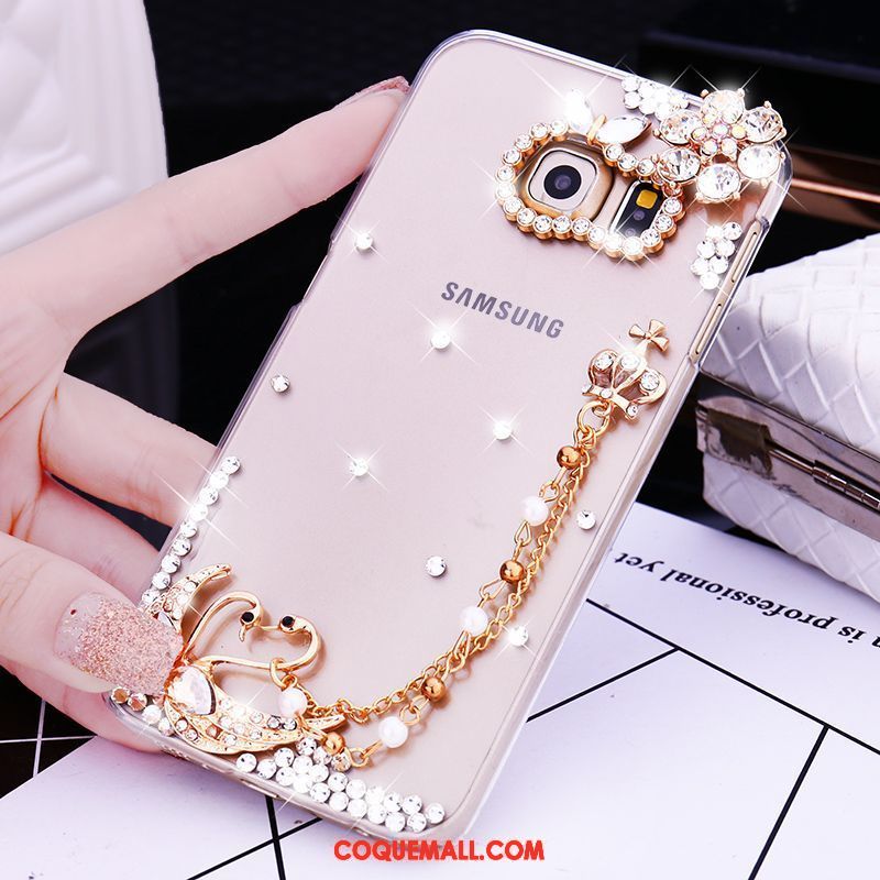 Étui Samsung Galaxy S6 Edge Plastique Téléphone Portable Rose, Coque Samsung Galaxy S6 Edge Difficile Strass