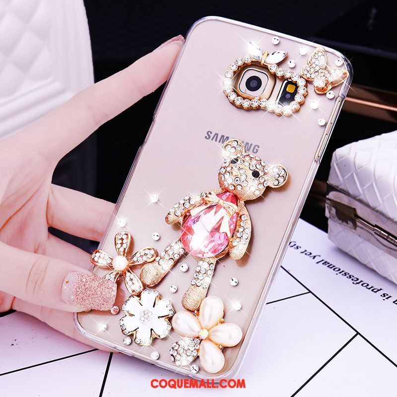 Étui Samsung Galaxy S6 Edge Plastique Téléphone Portable Rose, Coque Samsung Galaxy S6 Edge Difficile Strass