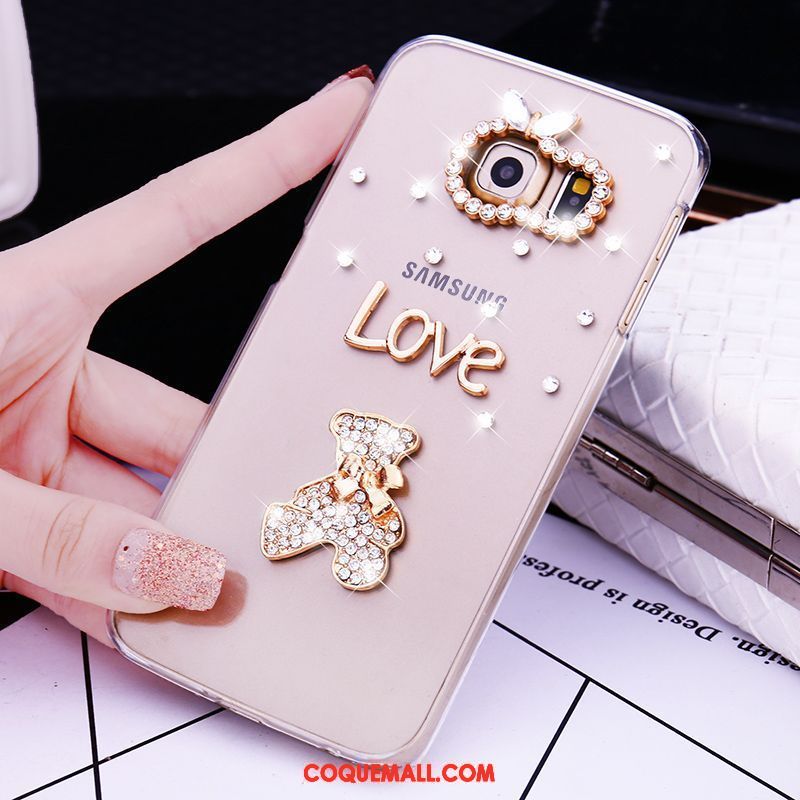 Étui Samsung Galaxy S6 Edge Plastique Téléphone Portable Rose, Coque Samsung Galaxy S6 Edge Difficile Strass