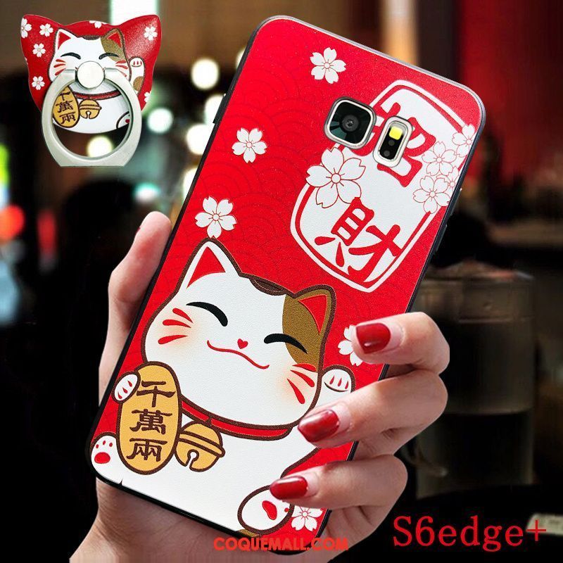 Étui Samsung Galaxy S6 Edge Protection Rouge Amoureux, Coque Samsung Galaxy S6 Edge Ornements Suspendus Personnalité