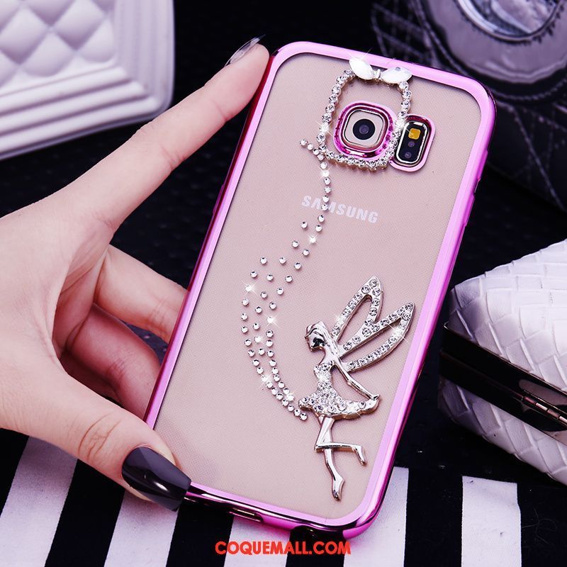 Étui Samsung Galaxy S6 Edge Protection Transparent Charmant, Coque Samsung Galaxy S6 Edge Strass Téléphone Portable