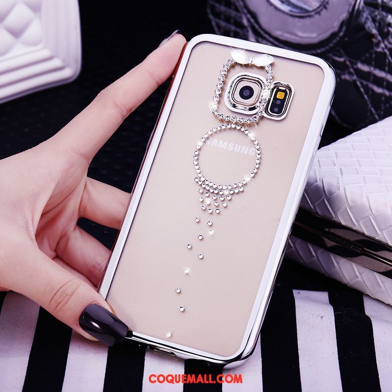 Étui Samsung Galaxy S6 Edge Protection Transparent Charmant, Coque Samsung Galaxy S6 Edge Strass Téléphone Portable