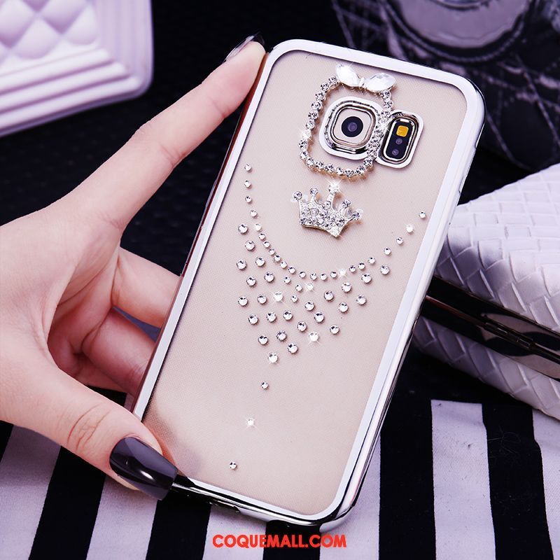 Étui Samsung Galaxy S6 Edge Transparent Or Protection, Coque Samsung Galaxy S6 Edge Strass Silicone