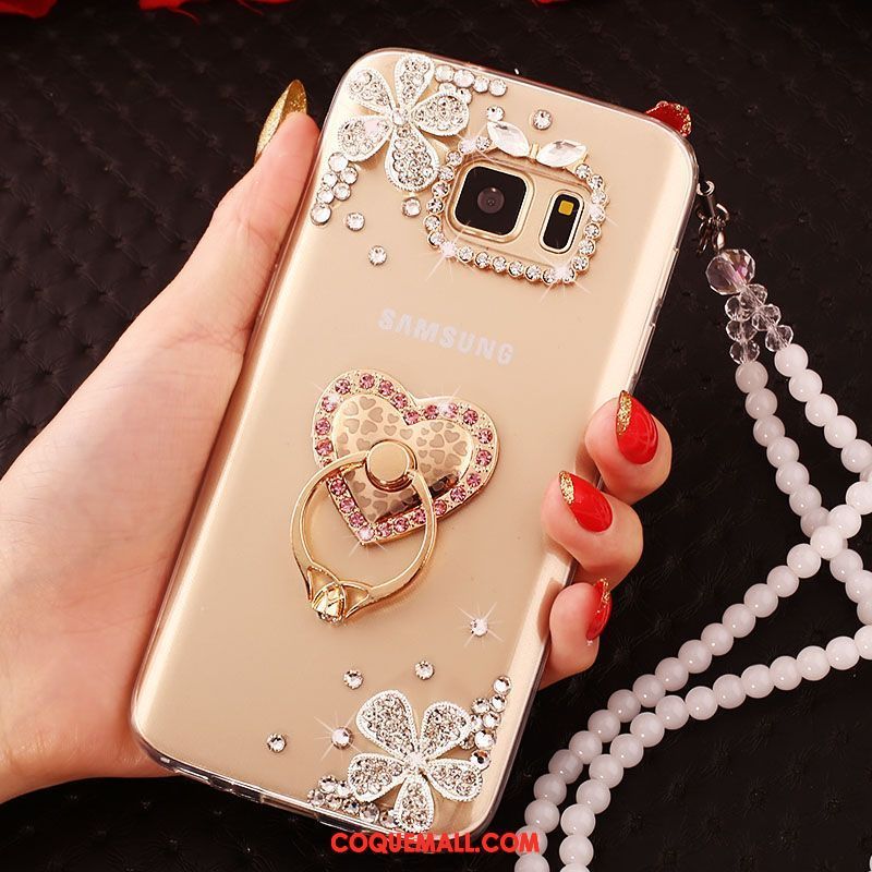 Étui Samsung Galaxy S6 Edge Téléphone Portable Étoile Or, Coque Samsung Galaxy S6 Edge Protection Strass