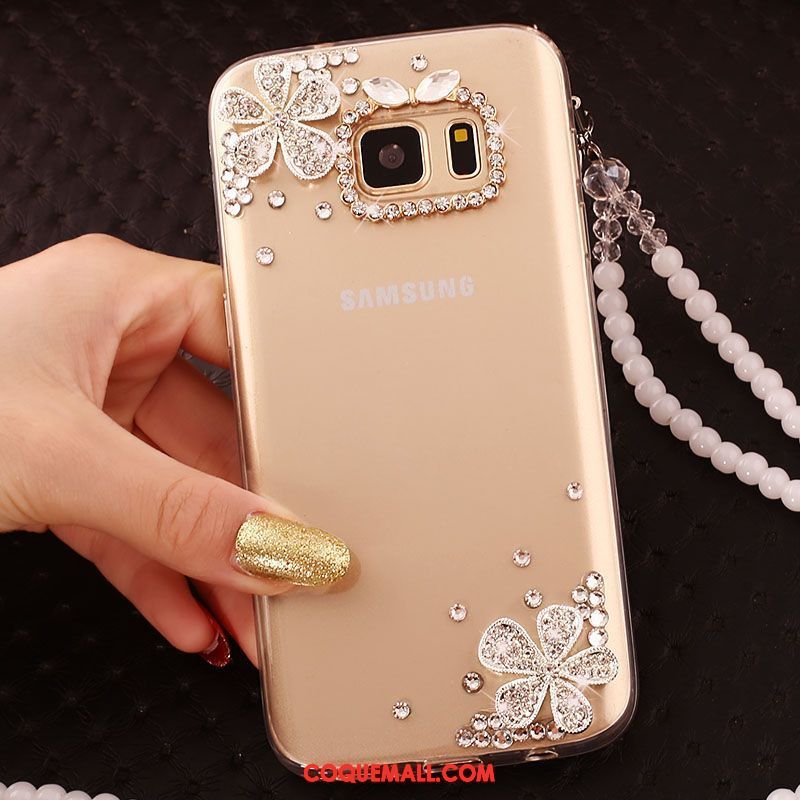 Étui Samsung Galaxy S6 Edge Téléphone Portable Étoile Or, Coque Samsung Galaxy S6 Edge Protection Strass