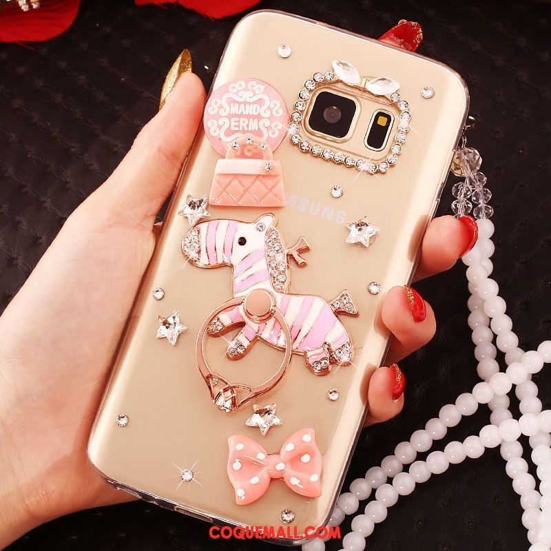 Étui Samsung Galaxy S6 Edge Téléphone Portable Étoile Or, Coque Samsung Galaxy S6 Edge Protection Strass