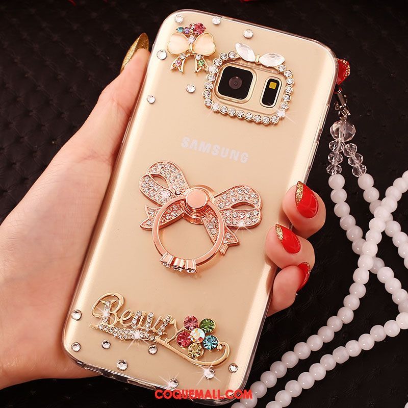 Étui Samsung Galaxy S6 Edge Téléphone Portable Étoile Or, Coque Samsung Galaxy S6 Edge Protection Strass