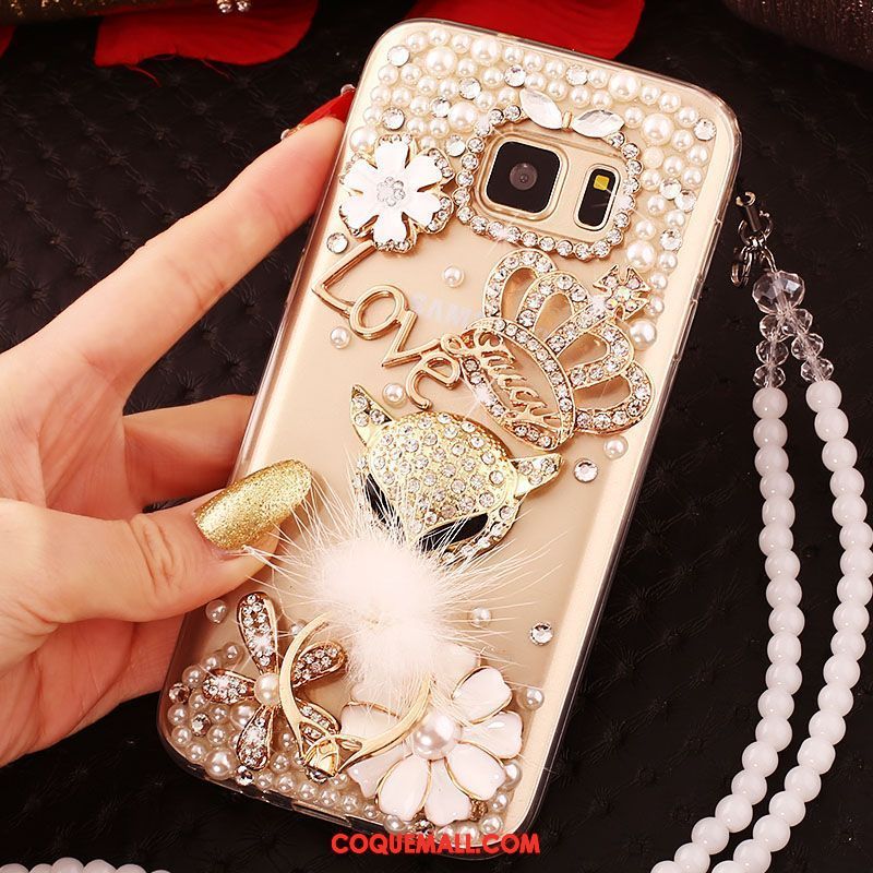 Étui Samsung Galaxy S6 Edge Téléphone Portable Étoile Or, Coque Samsung Galaxy S6 Edge Protection Strass