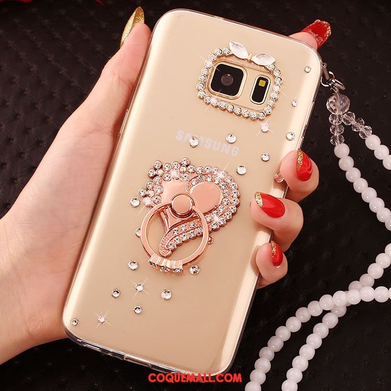 Étui Samsung Galaxy S6 Edge Téléphone Portable Étoile Or, Coque Samsung Galaxy S6 Edge Protection Strass