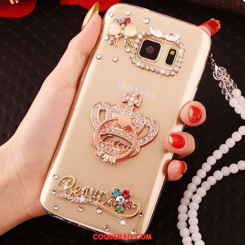 Étui Samsung Galaxy S6 Edge Téléphone Portable Étoile Or, Coque Samsung Galaxy S6 Edge Protection Strass