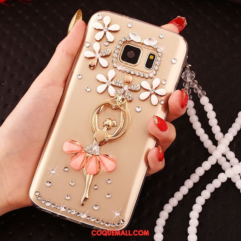 Étui Samsung Galaxy S6 Edge Téléphone Portable Étoile Or, Coque Samsung Galaxy S6 Edge Protection Strass