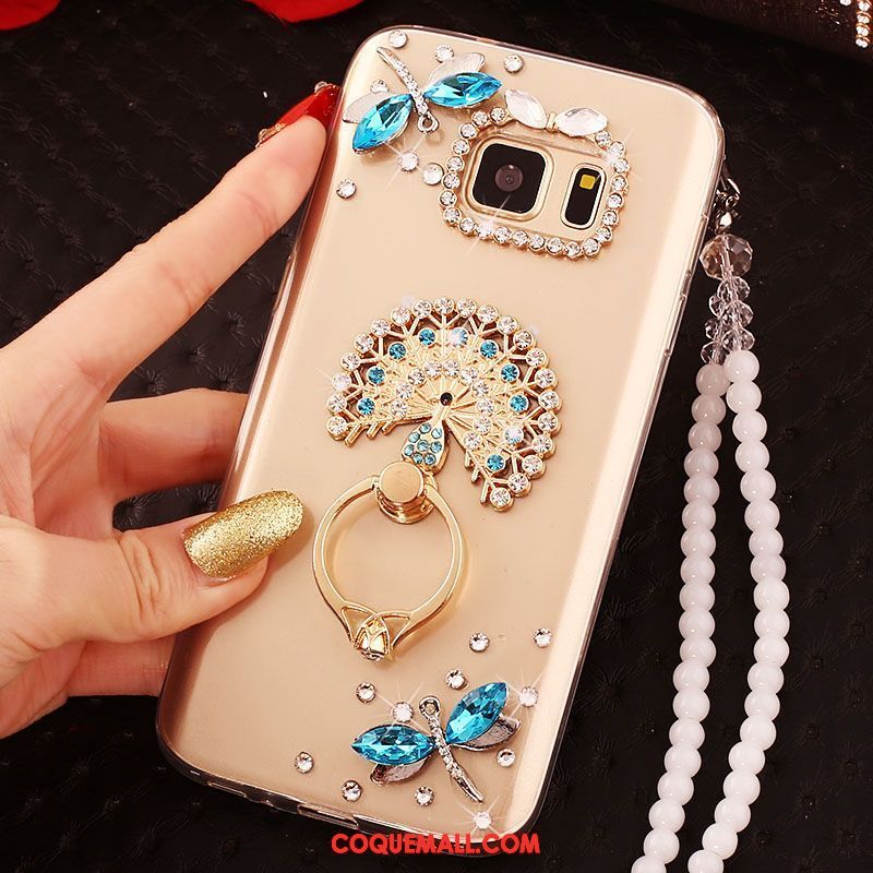 Étui Samsung Galaxy S6 Edge Téléphone Portable Étoile Or, Coque Samsung Galaxy S6 Edge Protection Strass