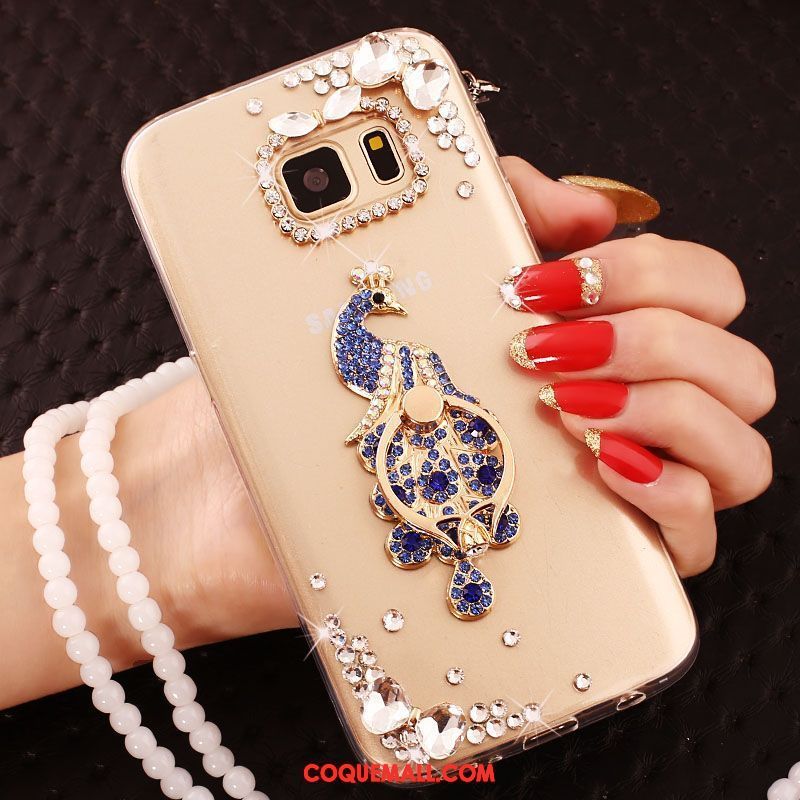 Étui Samsung Galaxy S6 Edge Téléphone Portable Étoile Or, Coque Samsung Galaxy S6 Edge Protection Strass