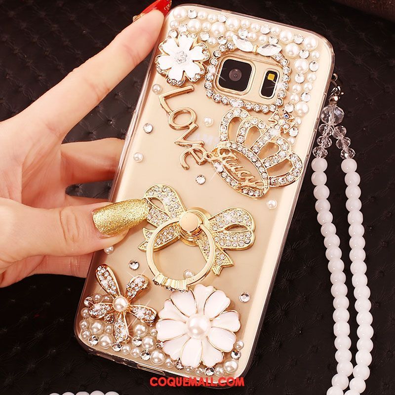 Étui Samsung Galaxy S6 Edge Téléphone Portable Étoile Or, Coque Samsung Galaxy S6 Edge Protection Strass