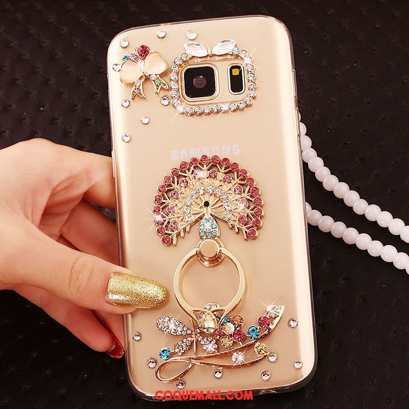 Étui Samsung Galaxy S6 Edge Téléphone Portable Étoile Or, Coque Samsung Galaxy S6 Edge Protection Strass