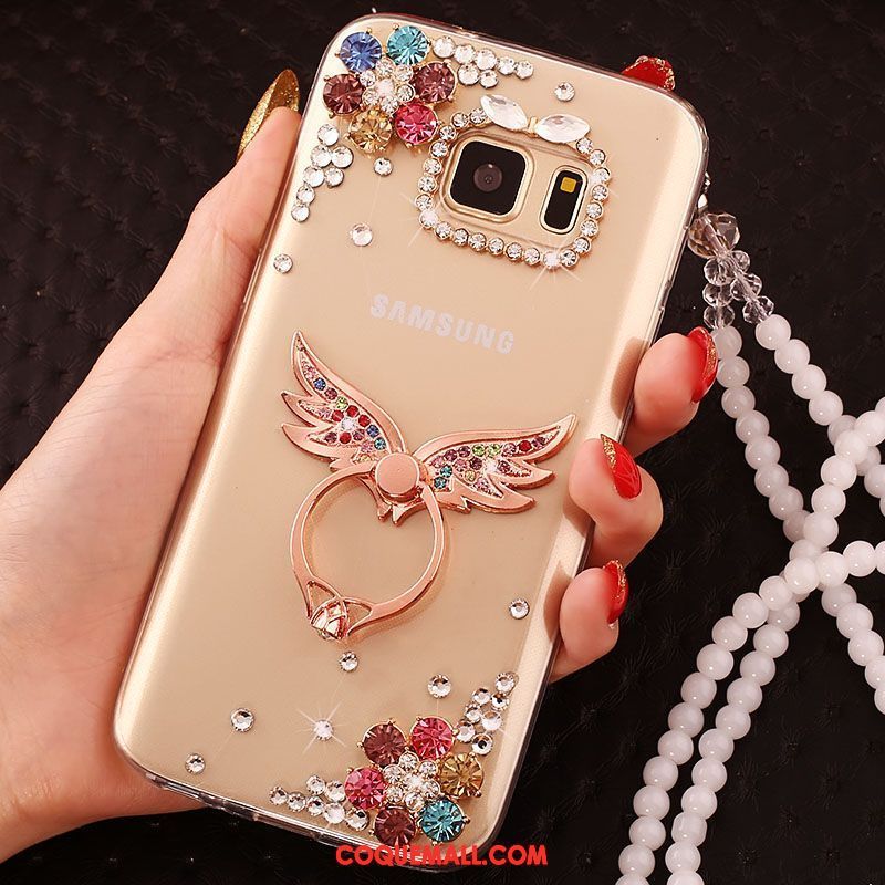 Étui Samsung Galaxy S6 Edge Téléphone Portable Étoile Or, Coque Samsung Galaxy S6 Edge Protection Strass