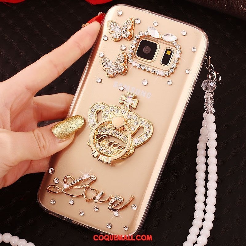 Étui Samsung Galaxy S6 Edge Téléphone Portable Étoile Or, Coque Samsung Galaxy S6 Edge Protection Strass