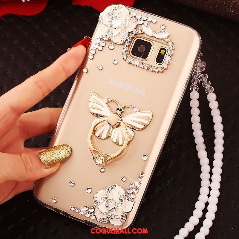 Étui Samsung Galaxy S6 Edge Téléphone Portable Étoile Or, Coque Samsung Galaxy S6 Edge Protection Strass