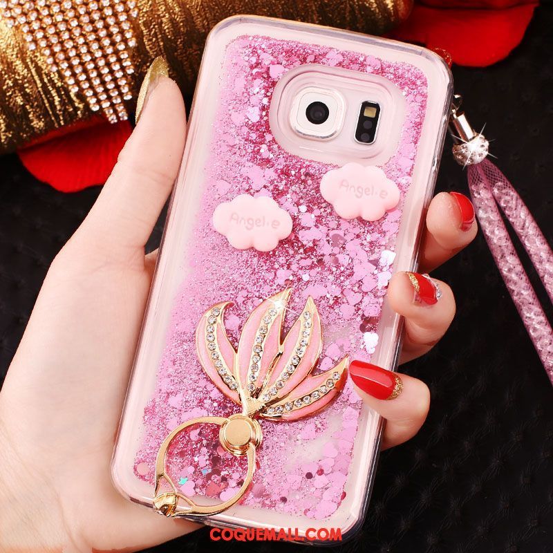 Étui Samsung Galaxy S6 Edge Violet Étoile Quicksand, Coque Samsung Galaxy S6 Edge Strass Téléphone Portable