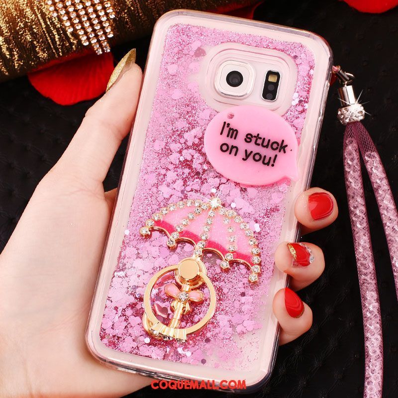 Étui Samsung Galaxy S6 Edge Violet Étoile Quicksand, Coque Samsung Galaxy S6 Edge Strass Téléphone Portable