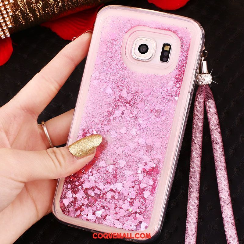 Étui Samsung Galaxy S6 Edge Violet Étoile Quicksand, Coque Samsung Galaxy S6 Edge Strass Téléphone Portable