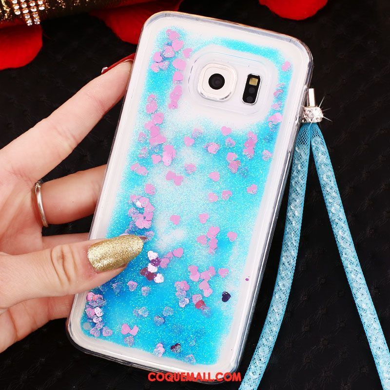 Étui Samsung Galaxy S6 Edge Violet Étoile Quicksand, Coque Samsung Galaxy S6 Edge Strass Téléphone Portable